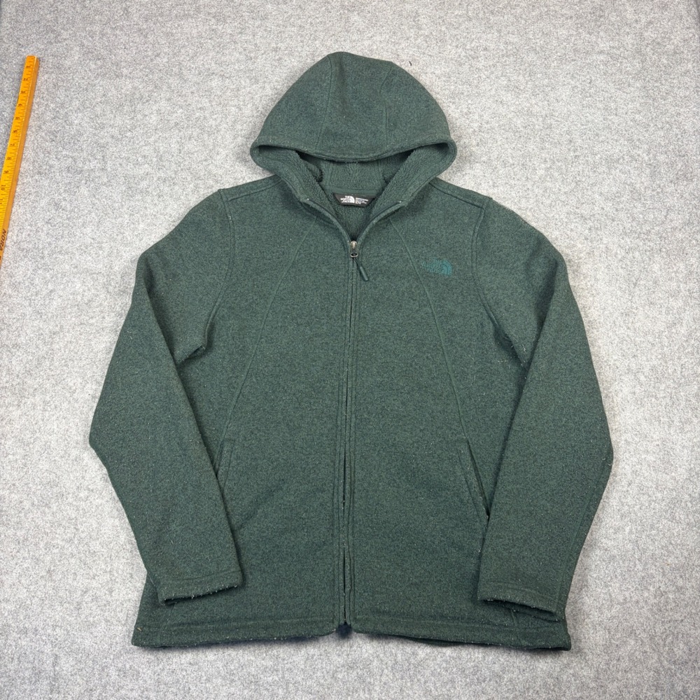 The North Face Womens XL Green Full Zip Sweater Fleece Hoodie Jacket